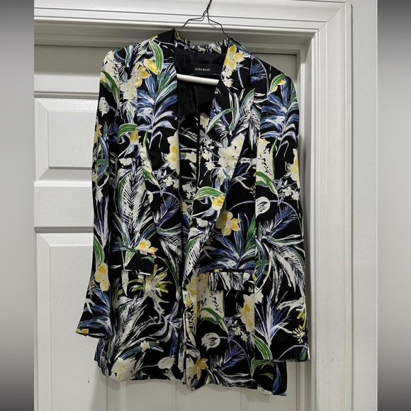Zara floral satin blazer sz xs - Picture 3 of 5